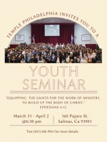 Seminario Juvenil en Salinas, CA, Marzo 31 a Abril 2, 2022